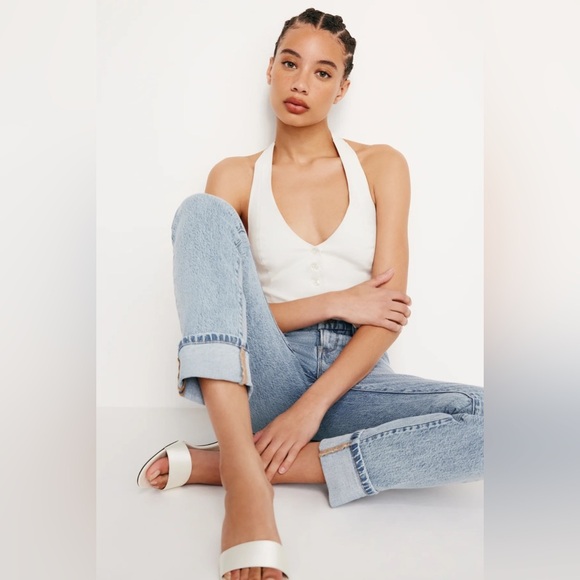 Good American| ‘Good Classic’ Slim Straight Cuffed Jean - Picture 1 of 8